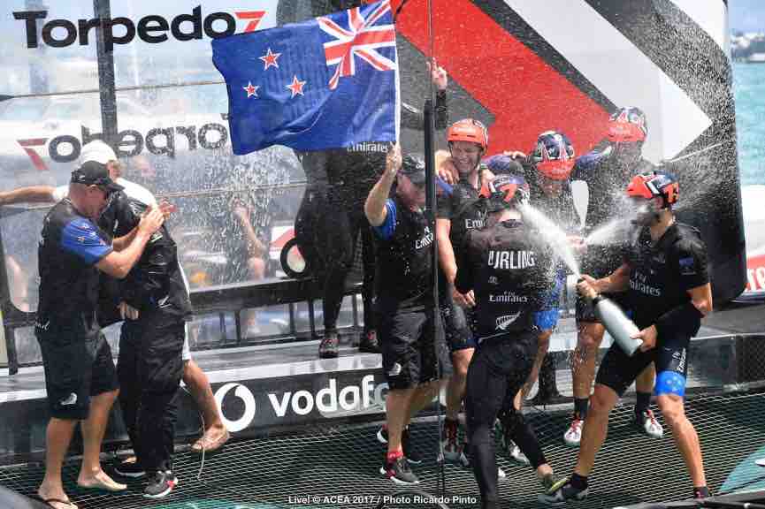 Emirates Team New Zealand win the 35th America's Cup beating defending champions Team USA